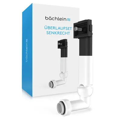 Produktbild von Bächlein Überlauf für die Küchenspüle mit senkrechtem Anschluss (Überlauf-Set - Spülenablauf), Komplettset zum Anschluss des Überlaufs mit individueller Höhe
