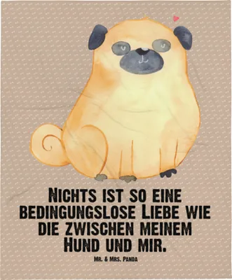 Produktbild von Mr. & Mrs. Panda Plaid Mops - Hundeglück - Geschenk, Hundeliebe, Kinderdecke, Fleecedecke, Schlummerdecke, Hund, Knuffig, Pure Liebe, Sprüche, Babydecke, Erstlingsdecke