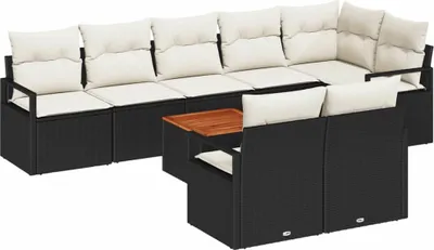 Produktbild von vidaXL Gartensofa-set 9 stk. Schwarz Poly-Rattan