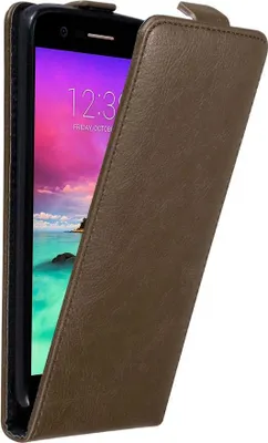 Produktbild von Cadorabo Hülle für LG K10 2017 Schutz Hülle in Braun Flip Etui Handyhülle Case Cover
