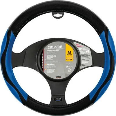 Obrázek produktu pro Silverstone, Potah volantu Skeentex - M - Ø 37/39 cm - modrý