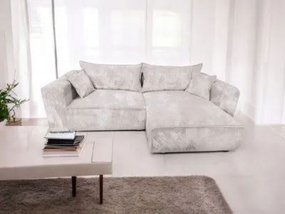 Produktbild von Ecksofa Berlin 255x160 couch Beige Cord mit Schlaffunktion bettkasten Poso 100 Rechts