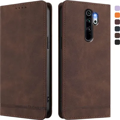 Immagine prodotto di Custodia per Xiaomi Redmi Note 8 Pro, retro custodia in Finto cuoio flip con supporto e slot per schede Marrone