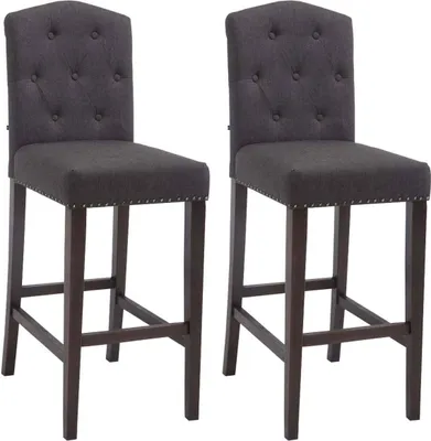 Produktbild von 2er Set Barhocker HLO-CP34 Stoff antik  dunkelgrau