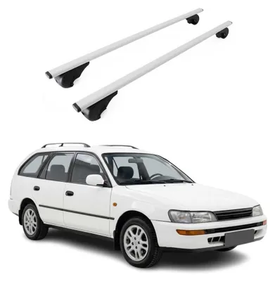 Productafbeelding van Dakdragers voor Toyota Corolla Mk8 Wagon, modeljaren 1997-2002, in grijze staaluitvoering, AI-gegenereerde afbeelding