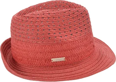Seeberger luftiger Papier Strohhut Trilby in rot