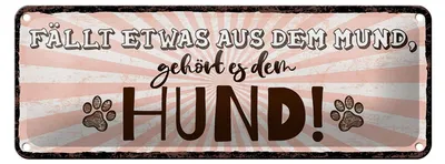 Produktbild von Blechschild Spruch 27x10 cm fällt etwas aus dem Mund gehört es dem Hund