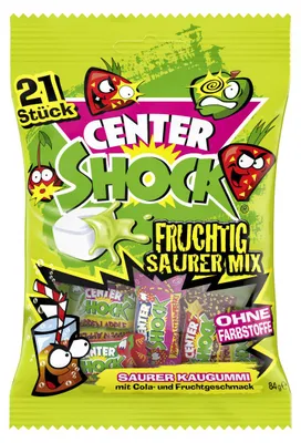 Obrázek produktu pro Center Shock Fruchtig Sauer Mix, balení 21 žvýkaček s náplní, celková hmotnost 84 g