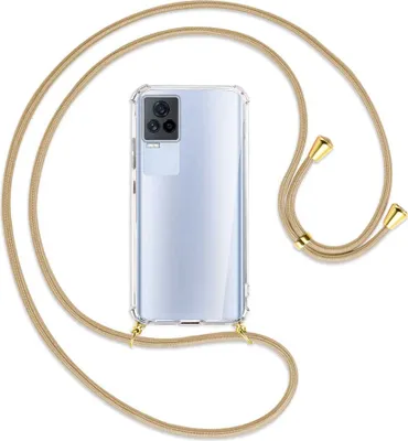 Produktbild von Handykette Backcover-Schutzhülle mit Band (Metall goldfarben) für vivo IQOO 7 - caramel