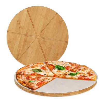Pizzaplatte Bambus rund Ø 33 cm, 2er-Set inkl. 50 Backpapier