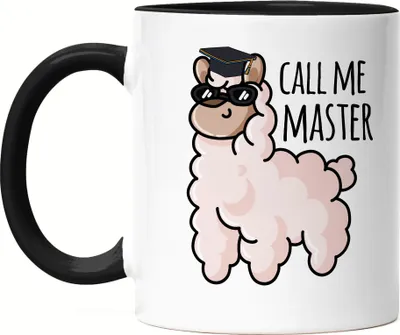 Produktbild von Call me Master Tasse Schwarz Masterabschluss Geschenk Lustig Alpaka Studium Absolvent Uni