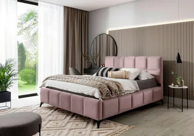 Obrázek produktu pro Čalouněná postel 140x200 MENVORA - světle růžová