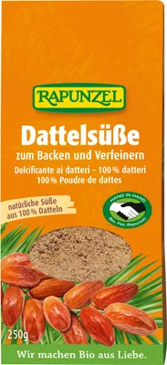 Produktbild von Rapunzel Dattelsüße 250 g, Dattelzucker, Pulver, Natürlich/Natur, Faltenbeutel aus Papier, 250 g, 330 kcal