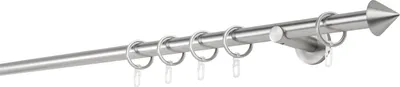 Produktbild von Gardinenstange auf Maß 20mm Spitze 1-lauf Wandträger 6,5cm Farbe: Edelstahl-Optik, Größe: 130cm