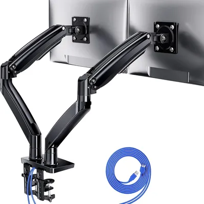 Produktbild von Doppelter Monitorarm für 2 Bildschirme – Monitorhalterung – Monitorständer – Monitorhalter – Schreibtischhalterung