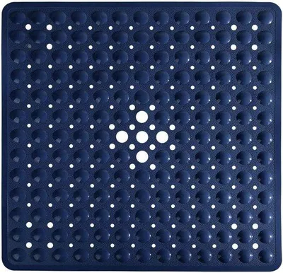Produktbild von Schwimmreifen, antislip Schwimmreifen mit Düsen, schimmelbeständige Badmat mit Abflusslöchern, antislip Schwimmreifen, BPA-frei, maschinell waschbar, 53 x 53 cm, marineblau