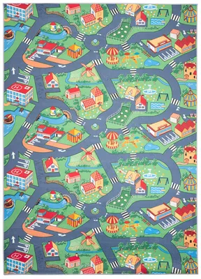 Obrázok produktu pre Koberec do detskej izby farebný zelený sivý pouličný koberec 200 x 300 cm