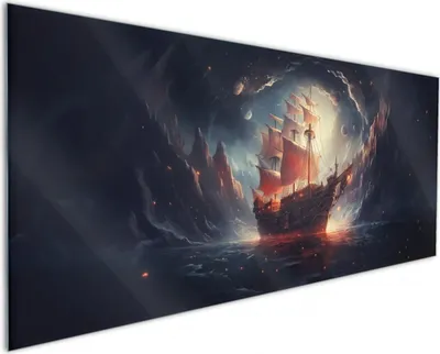 Produktbild von Wallario Küchenrückwand aus Glas, Größe: 125 x 50 cm, Motiv: Kosmische Seefahrt | Spritzschutz | abwischbar | pflegeleicht | in
