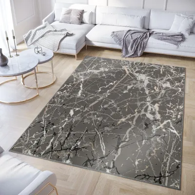 Immagine prodotto di Tapiso Tappeto Crystal Moderno Grigio Scuro Nero Soggiorno 200 x 300 cm