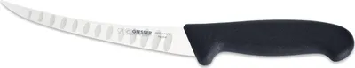Produktbild von Giesser Messer Ausbeinmesser Fleischermesser rutschfest scharf Klinge gebogen - 17 cm, Stark mit Kullenschliff, Schwarz