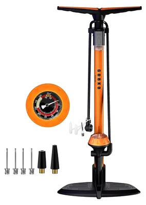 Produktbild von Standluftpumpe Fahrradpumpe Reifenpumpe - 160 psi / 11 bar - Mit Manometer - Presta- und Schrader-Ventil - Mit Ventiladapter