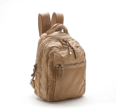 Produktbild von BZNA Bernd Beige Rucksack Backpacker Designer Uni Lederrucksack