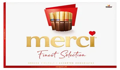 Produktbild von merci Finest Selection 400 g, 400 g, Sortiert, Zutaten je nach Sorte: Zucker, Kakaobutter, Kakaomasse, VOLLMILCHPULVER, pflanzliche Fette (Palm,..., Deutschland, 562 kcal, 2341 kJ