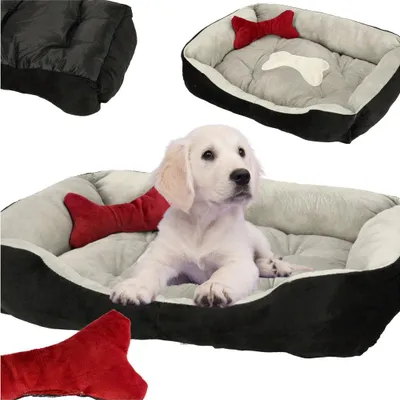 Produktbild von Hundebett 60x45x15cm weiß und schwarz
