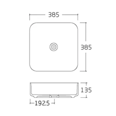 Produktbild von Aufsatzbecken KW6134 - Keramik - Quadratisch - 38,5 x 38,5 x 13,5 cm, Farbe:Grau matt, Ablaufgarnitur wählbar:Ohne Ablaufgarnitur