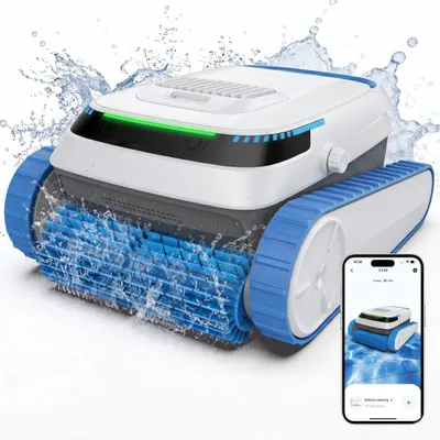 Produktbild von Poolroboter Akku-Pool-Staubsaugerroboter mit App für Boden Wand Wasserlinie, Doppelte Reinigungs Kabelloser Poolreiniger bis 200 m², Selbstparken