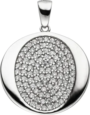 Produktbild von Anhänger aus 925 Silber mit 93 Zirkonia weiß in der Mitte Halsschmuck rhodiniert