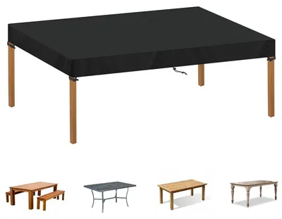 Obrázok produktu pre Ochranná plachta na záhradný stôl, 180x100x15 cm, čierna, 420D Oxford, vodeodolná