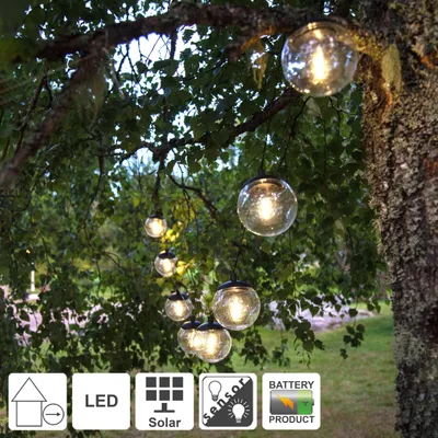 Zdjęcie produktu dla Girlanda solarna ogrodowa GLOBE 8 lampek LED IP44