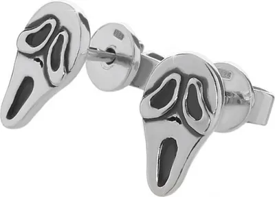 Produktbild von Paar Große Ohrstecker 925er Sterlingsilber Ohrringe Scream Face Schrei Neu 6196