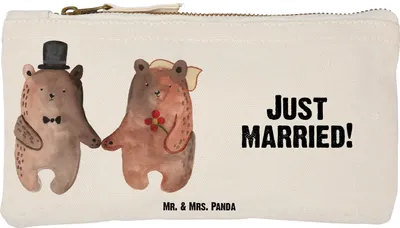 Produktbild von Mr. & Mrs. Panda Federmappe Bär Heirat Größe S Klein - Weiß - Geschenk, Etui, Verheiratet Heirate Hochzeit Hochzeitsgeschenk Hochzeitspaar, Kulturbeutel, Stoffbeutel