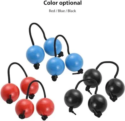 Produktbild von 6-teiliges Percussion-Set mit Maracas, Percussionsinstrumenten, Rhythmusbällen und Fingerdrumbällen (blau, schwarz, rot)