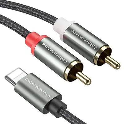 Produktbild von Lightning auf Cinch Kabel, RCA auf adapter 2RCA Audio Kabel Chinch Kabel kompatibel mit Lightning Pad Pod für Heimkino, Stereoanlage, Lautsprecher, TV usw.(1M)