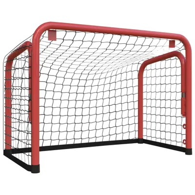 Image de vidaXL But de hockey avec filet rouge & noir 68x32x47 cm Acier & polyester