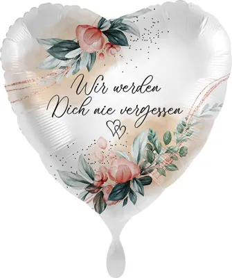 Produktbild von 18"/Ø43cm Herz Folienballon  "Wir werden dich nie vergessen"