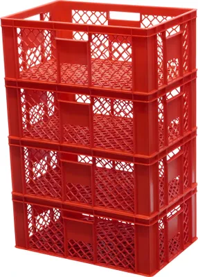 Produktbild von 4 Stück Bäckerkisten / Brotkisten 600 x 400 x 230 mm in verschiedenen Farben Farbe: rot
