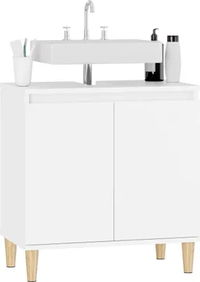 Produktbild von [Home] Waschbeckenunterschrank Weiß 58x33x60 cm Holzwerkstoff , Neue Mode 2024 im häuslichen Leben