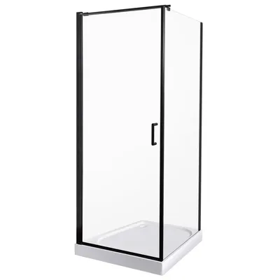 Produktbild von Kerra Hera 80x80 Duschkabine mit Duschwanne, 5mm ESG Sicherheitsglas, schwarz Profile, transparent