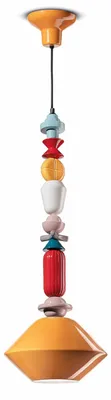 Image de Ferroluce Lariat Lampe à suspendre en céramique 87cm Orange Rond