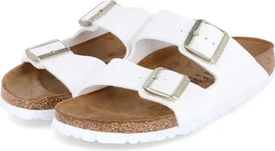 Produktbild von BIRKENSTOCK Arizona BS Damen Pantolette weiß Birko-Flor Lack schmale Weite - Größe: 41