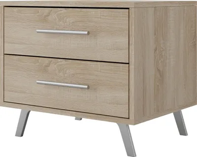 Produktbild von MIRJAN24 Nachttisch Tytus, Nachtschrank mit 2 Schubladen, Rollgleitschienen, Nachtkonsole (Farbe: Sonoma Eiche)