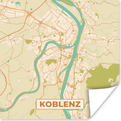 Produktbild von MuchoWow® Poster Koblenz - Jahrgang - Karte - Stadtplan 75x75 cm - Wand Dekoration