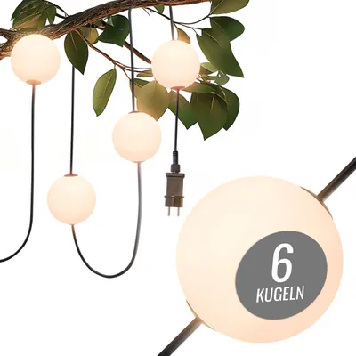 LED-Lichterkette 5,5 m, 6 Kugeln Ø 10 cm, warmweiß, wetterfest
