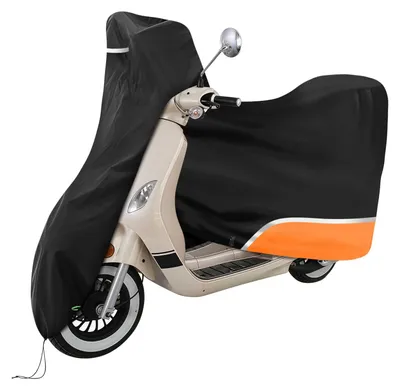 Image de Housse de moto (avec top case) 420D imperméable - Compatible avec Piaggio Vespa GTS 300 HPE/Classic 300/310 / Supersport 300 / GTV 300 - Housse de protection pour l'extérieur (orange)