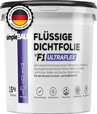 Produktbild von SimpleBau F1 Ultraflex flüssige Dichtfolie gebrauchsfertige Dichtungsmasse, 1.5kg