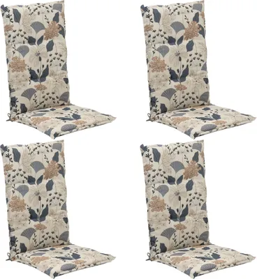 Produktbild von Gartenstuhlauflagen - Creme - Blau - Hochlehner - 4er Set